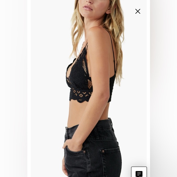 FP One Adella Crochet Lace Bra Crop Top Bralette in Black S/P - Picture 5 of 16